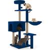Avilia - Tiragraffi per Gatti 120 Cm Multilivello con Cuccia Chiusa e Amaca Laterale, Struttura con Colonne in Sisal e Giochi Pendente, Ideale per Uso Quotidiano in Casa (Blu)