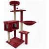 Wintem - Tiragraffi per Gatti 120 Cm Multilivello con Cuccia Chiusa e Amaca Laterale, Struttura con Colonne in Sisal e Giochi Pendente, Ideale per Uso Quotidiano in Casa (Bordeaux)