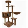 Wintem - Tiragraffi per Gatti 120 Cm Multilivello con Cuccia Chiusa e Amaca Laterale, Struttura con Colonne in Sisal e Giochi Pendente, Ideale per Uso Quotidiano in Casa (Marrone)