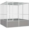 vidaXL Gabbia per Uccelli Grigia 213,5x217,5x211,5 cm Acciaio Zincato