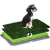 PawHut Toilette per Cani con Prato Sintetico e Erba di Ricambio, Lettiera per Cani e Cuccioli con Vassoio Inferiore per Interno ed Esterno, 67x41cm