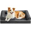 Feandrea Cuccia per Cani Ortopedica, Letto Divano per Animali, Imbottitura Morbida, Bordi Rialzati, Copertura Sfoderabile e Lavabile, 91 x 68 x 18 cm, Fondo Antiscivolo, Grigio Scuro PGW076G01