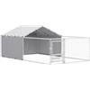 PawHut Kennel Recinto per Cani da Esterno Anti-UV 400x230x150 cm Argento | Tetto Impermeabile, Ciotole Girevoli, Box Canile Gabbia, per Cani Taglia Grande, Porta con Blocco in Acciaio