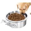 Generic Ciotole per cani in acciaio inox per acqua, ciotola con supporto per gabbia, gancio per cani, gatti, cuccioli
