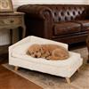 BingoPaw Divanetto Rialzato per Cani: Divano Letto in Legno con Cuscino a Rullo per Cani di Piccola Taglia e Gatti Chaise Longue per animali domestici Soffice Lavabile, 80.5x48 cm