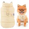SMALLLEE_LUCKY_STORE Cappottino per cani di piccola taglia, foderato in pile, tinta unita, con toppa in stile cartone animato e anello a D, antivento, caldo, invernale, imbottito, per chihuahua,