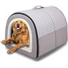 ping bu Cuccia per cani 2 in 1 Casa per cani grande Grotta per animali domestici, Cuccia calmante anti-ansia Cuscino morbido e caldo, Letto igloo per gatti rimovibile lavabile antiscivolo (Grigio chiaro, M-45