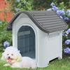 [en.casa] Cuccia per Cani di Piccola Taglia in Plastica Casetta da Interno e Esterno con Prese d'Aria e Pavimento Rialzato 75 x 59 x 66 cm - Bianco/Grigio