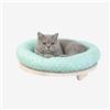 PERCORSIPERGATTI.IT Cuccia per Gatti Tonda da Parete in Legno d'Abete PEFC Artigianale, con Cuscino Verde Lavabile, Mensola per Gatti Super Robusta per Dormire, Gioco e Relax, Fino a 20 kg - Percorsopergatti