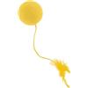 CAPASTEC Palline Gatto Con Campanella, 1 Pz, Pulizia Denti, Giallo | Materiale: Corda Di Cotone, Piuma; Dimensioni: 40x9.3cm; Per Gatti Da Interno; Stimola L'Esercizio In Casa.