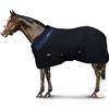 Horses, Coperta da Box per Cavallo in Cotone Modello Maddy 2, Leggera e Traspirante per Primavera e Estate, con Cinghie e Copricoda, NERO/BLU-145 cm