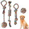 Generic Giocattoli per cani di taglia grande, giocattoli da masticare per cani indistruttibili, set di 4 giocattoli colorati resistenti per cani di razza grande, giocattoli per denti per cani di taglia