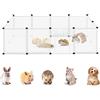 YRHome Recinzione a Griglia per Conigli, Porcellini d'India, Criceti e Cuccioli - Gabbia per Piccoli Animali Con Ruota Libera - 12 Lastre Con Ante Bianche, 145 x 75 x 48 cm