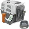 Pet's Market Trasportino Skudo 6 Gatto Cane Rigido con Kit da Viaggio Sacchetti Igienici e 2 Ciotole Casuali in Omaggio Animali Porta Ferro Fessure Conforme Standard Aerei (6+KIT (92x63x70h) + Kit)