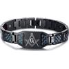 Whoiy Bracciale Uomo Acciaio, Braccialetti Uomo Nero Magnete in Fibra di Carbonio Massonico Braccialetti di Identificazione 21.5x2cm