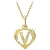 CARISSIMA Ciondolo a forma di cuore iniziale O in oro giallo 9k con taglio a diamante su catena a maglie - per donna, 46 cm/18