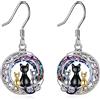 YFN Orecchini pendenti a forma di gatto per ragazze, in argento Sterling, con gatto sulla luna celtica, idea regalo per donne, madri e figlie, 17*17, Argento sterling, Zirconia cubica