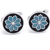 EdelManchet Gemelli - Fiore Blu Non ti scordar di me Myosotis Round - Fiore - 16mm x 16mm - Gemelli a fiore, Gemelli massoni