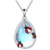 KQF Collana con ciondolo a forma di farfalla/volpe/gatto/libellula/stella/medusa/mermaid/gufo con pietra lunare per donne, in argento Sterling, con ciondolo a forma di farfalla e pietra lunare per