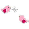 Générique Orecchini per bambini con uccello rosa in argento 925 ipoallergenico - Chiusura a vite sicura - senza nichel e piombo, gioielli per ragazze carine, idea regalo di Natale o compleanno