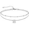 U7 Bracciale Cavigliera Donna con Ciondolo Iniziale S Personalizzato in Acciaio Inossidabile, Cavigliera Doppio Strato con Lettera A colore Argento, Gioielli per Estiva e Vacanze