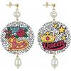 IN Lebole Collezione The Circle Love And Queen Orecchini da Donna in Ottone Pietra Perla