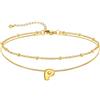 U7 Bracciale Cavigliera Donna con Ciondolo Iniziale P Personalizzato in Acciaio Inossidabile, Cavigliera Doppio Strato con Lettera A colore Oro, Gioielli per Estiva e Vacanze