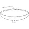 U7 Bracciale Cavigliera Donna con Ciondolo Iniziale N Personalizzato in Acciaio Inossidabile, Cavigliera Doppio Strato con Lettera A colore Argento, Gioielli per Estiva e Vacanze