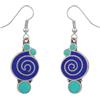 Tibetan Silver Bellissimo Fatto a Mano Compresso Lapislazzuli Blu e Corallo Intarsio di Pietre Preziose Goccia Orecchino per Donne Adolescenti 925 Argento Placcato Etnico Zingaro Moda Festa Orecchini Gioielli