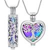 VCCWYQK Cuore Urna Collane per Ceneri per Donne Ritorna Gioielli Fiore Memorial Mini Keepsake Cenere Hollow Pendente, misura unica, Acciaio inossidabile, Non pietra preziosa