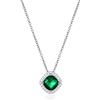 Diamond Treats Collana Donna Argento 925 con Ciondolo Halo Taglio Cuscino e Zirconia Cubica, Placcata Rodio o Oro, Collana Elegante con Pietra Colorata