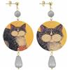 IN Lebole Collezione The Circle DPOR56 Gatto Orecchini da Donna in Ottone Pietra Grigia