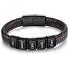 LoLaTide Bracciale da Uomo Personalizzato Bracciale in Pelle con 1-5 Nome Incisione Regalo Personalizzato per Natale Compleanno Festa del Papà (5 nomi)