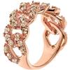 Bronzallure Anello a Fascia Catena Grumetta Squadrata con Pavé di Cubic Zirconia, Bronzo Placcato Oro Rosa, Regolabile, Donna