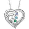 RolaOnly Regali di Natale per Donne Collana Personalizzata in Argento S925 con 2-5 Pietre Portafortuna, Nome Inciso, Gioielli con Ciondolo a Forma di Cuore Personalizzati