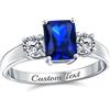 Bling Jewelry Stile classico senza tempo personalizzato anello di fidanzamento con tre pietre taglio smeraldo rettangolare chiaro da 2CT passato presente futuro per donne in argento sterling .925 con fascia