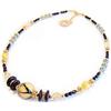 VENEZIA CLASSICA - Collana da Donna girocollo con perle in Vetro di Murano Originale, Collezione Aida, perle con foglia in oro 24kt e venature nere, Made in Italy certificato