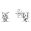 PANDORA Timeless Orecchini a bottone brillanti rotondi e quadrati in argento Sterling con zirconi trasparenti, Orecchini A Bottone