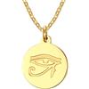 Vnox Horus Collana con Pendente Rotondo in Acciaio Inossidabile Antico Egitto Ciondolo L'occhio Diabolico L'occhio di Horus Catena da Donna Gioielli con Monete,50cm,Oro,Argento.