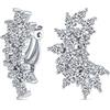 Bling Jewelry Elegante Classico Nuziale A Goccia Orecchio Cluster Crawler Cubic Zirconia AAA CZ Foglia Clip On Orecchini Per Le Donne Matrimonio Prom Formal Party Argento Placcato
