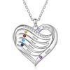 Lam Hub Fong Personalizzata Donne Collana Cuore Argento Inciso Ciondolo con 2-5 Nomi Birthstone Collana Donne Figlia Signore Catena Gioielli Regalo per la Festa Della Mamma San Valentino (6 nome)