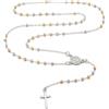 amorili Collana Rosario Uomo Donna in Argento 925 con Postine e Grani Sfaccettati Diamantati Tre Colori Classico Dorato e Ramato - Collana Religiosa Cattolica Cristiana di Fede
