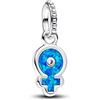 Pandora Ciondolo da donna Powerful in argento Sterling con opale blu creato in laboratorio