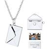 U7 Collana con Foto Personalizzata da Donna Ciondolo Busta Apribile con Piastrina Personalizzata con Foto e Incisione Acciaio Inossidabile Catena 46cm+5cm Colore Argento Regalo per Donna Mamma