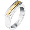 Trussardi Anello Uomo in Acciaio, Collezione T-STEEL, Dettaglio Dorato, Idee Regalo Fidanzato