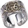 ForFox Anello Route 66 autostrada americana in argento sterling 925 per uomo regolabile