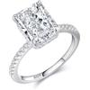Wycian Anello da donna elegante, in argento 925, 1,6 mm, con zirconi rettangolari, misura 49 (15,6), per mamma e fidanzamento