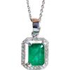 LKBEADS ciondolo smeraldo naturale ottagonale sfaccettato verde da 14x12 mm collana rettangolare in argento sterling 925 con catena a maglie da 18 pollici saggezza amore armonia cuore chakra guarigione