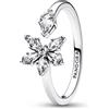 PANDORA Timeless Anello aperto Herbarium Cluster, in argento Sterling con zirconia cubica trasparente, 56