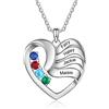 ALBERTBAND Collana Personalizzata in Argento 925 Ciondolo a Cuore con Nomi Incisione Collana per Donna Madre Figlia Regalo per Festa Della Mamma San Valentino (4 pietre)